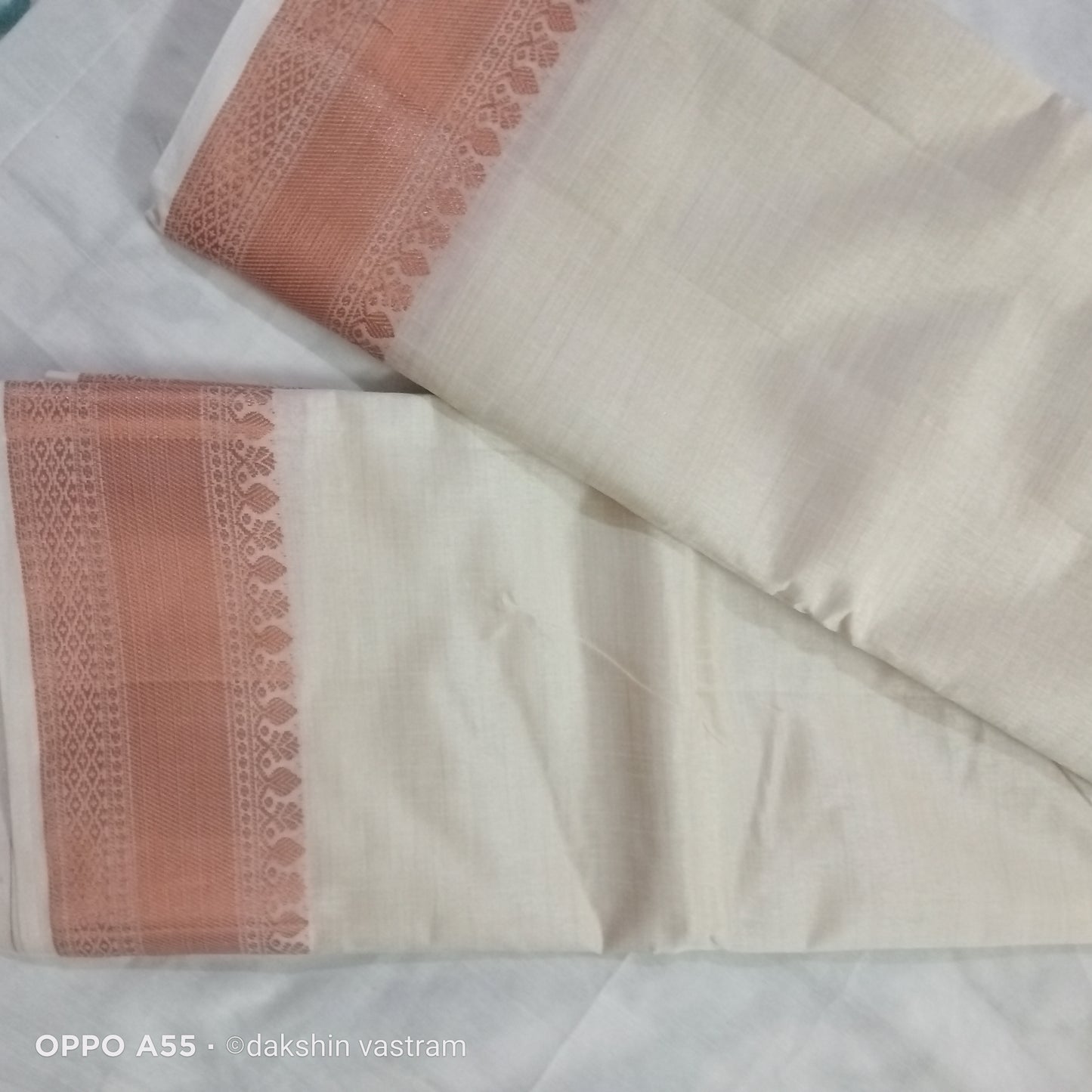 Side view of Organic Tussar Saree highlighting elegant drape and sustainable design