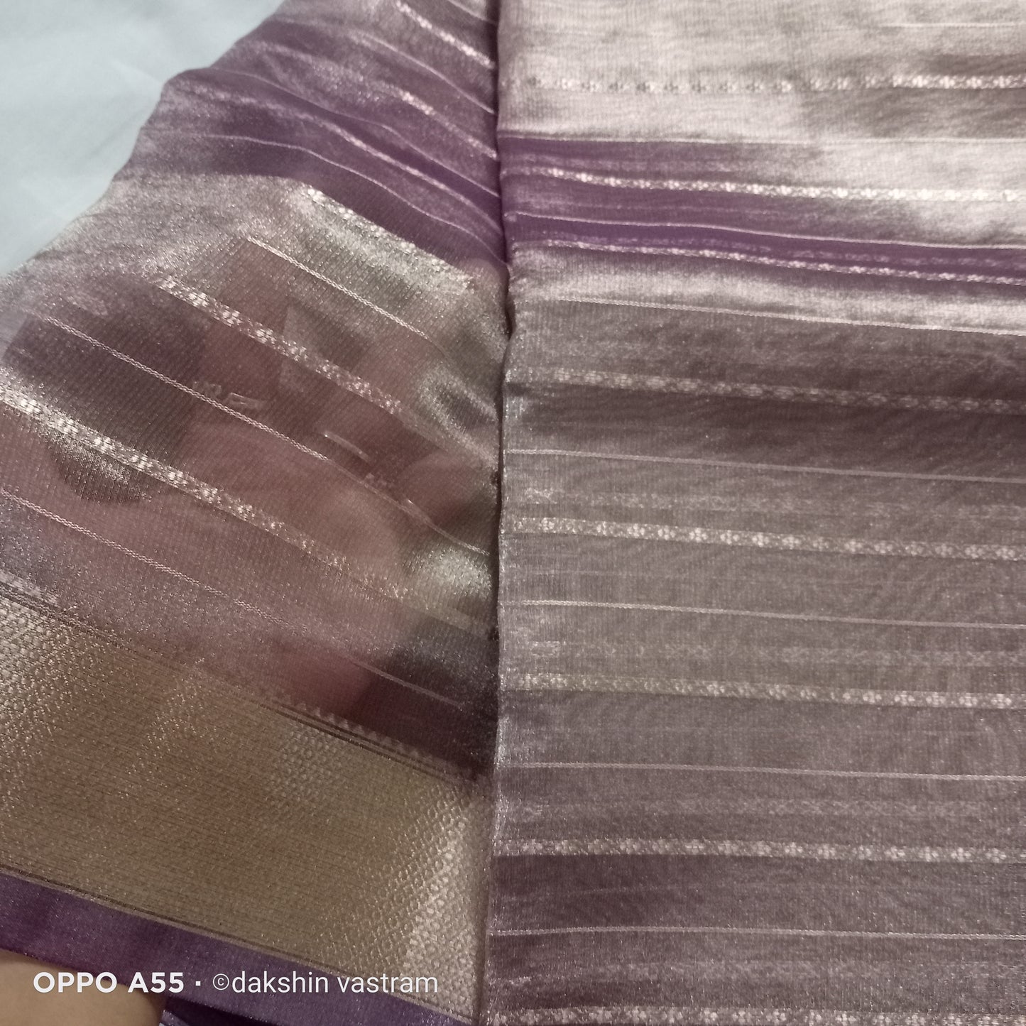 Full view of Korat Tissue Silk fabric highlighting the luxurious quality and elegant draping