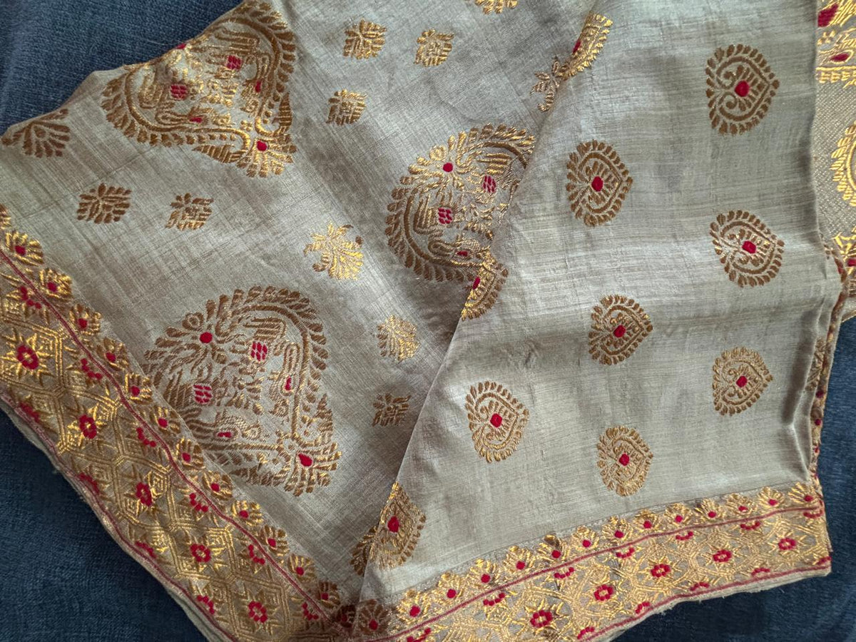 Muga Silk Saree | Assam Handloom Rare Natural Silk