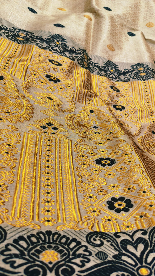 Muga Silk Saree – Woven in Gold, Worn Across Generations