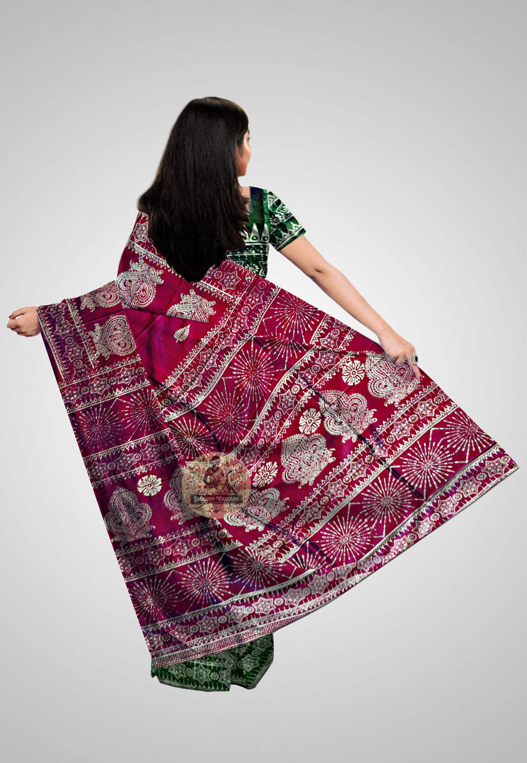 Buy Bishnupuri Katan Silk Saree online – Bishnupuri Katan Silk rear view