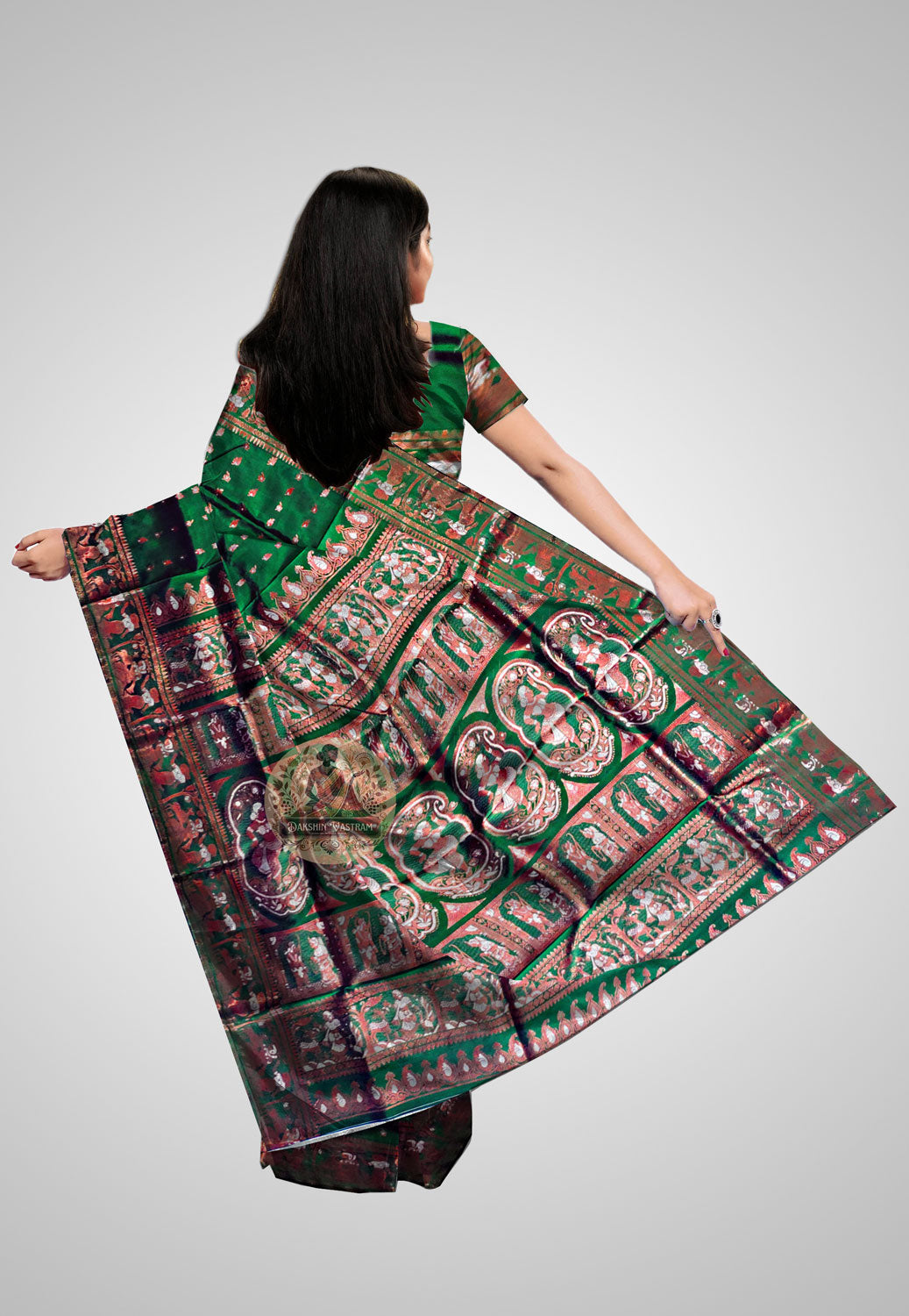 Buy Handloom Swarnachari Pure Silk Saree online – rear view