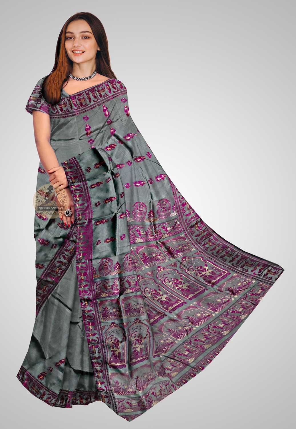 Baluchari handloom silk saree with intricate traditional designs