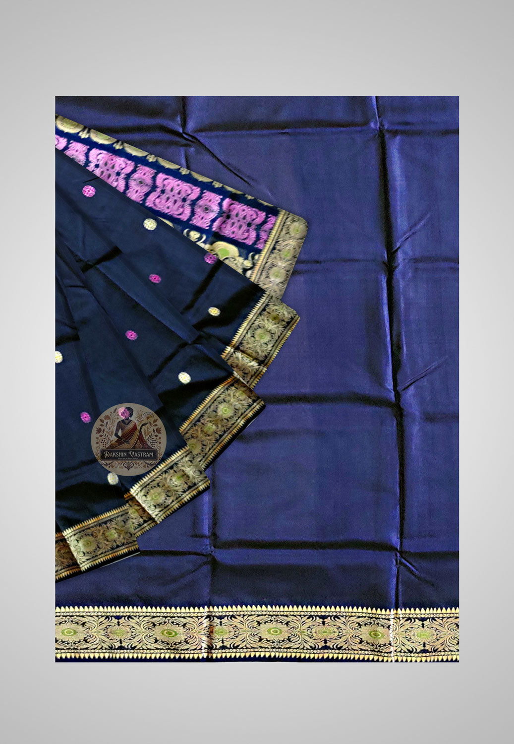 Saree Close-up: Close-up of Baluchari silk fabric with detailed motifs and intricate weaving.