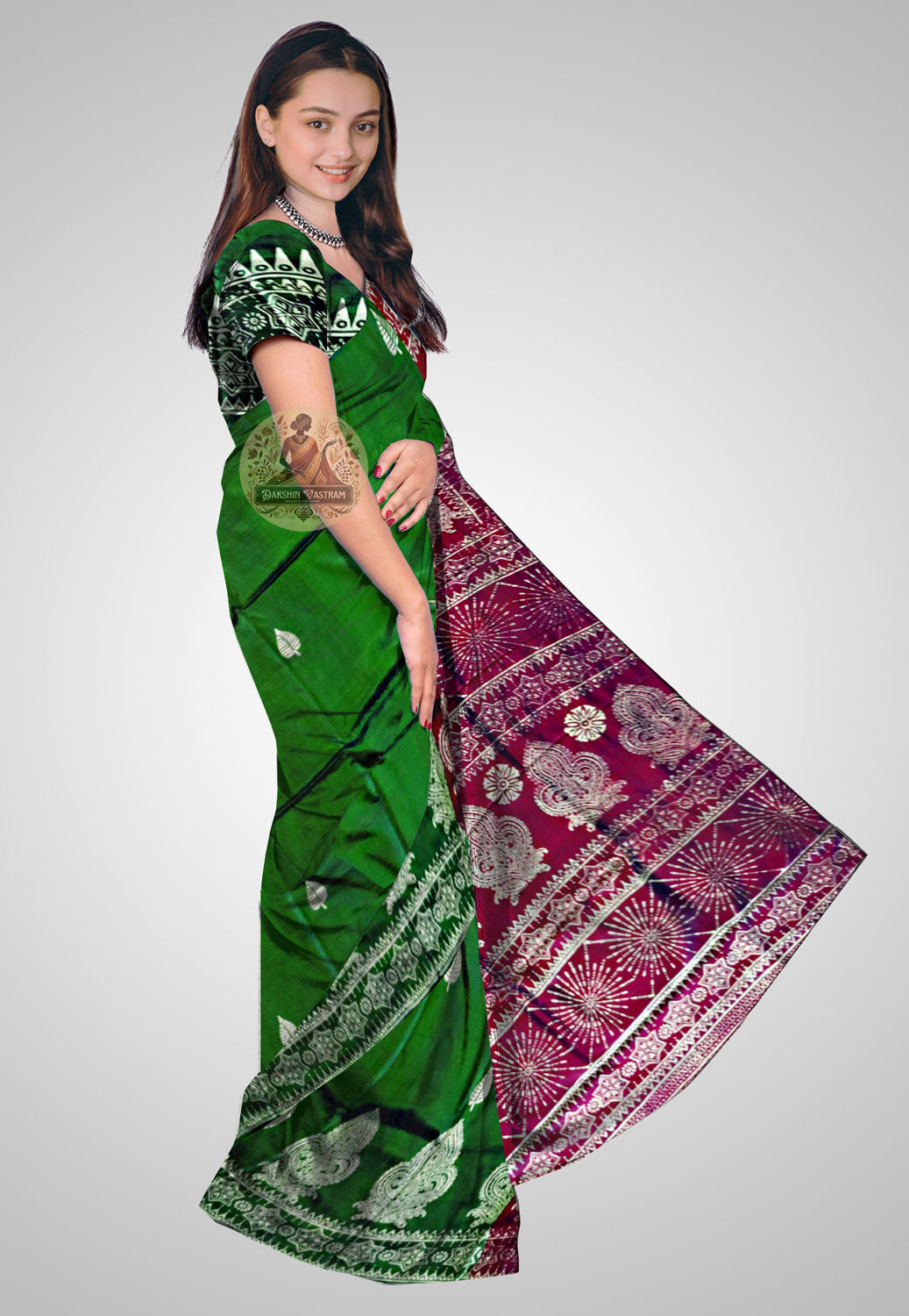 Buy Bishnupuri Katan Silk Saree online – Bishnupuri Katan Silk side view