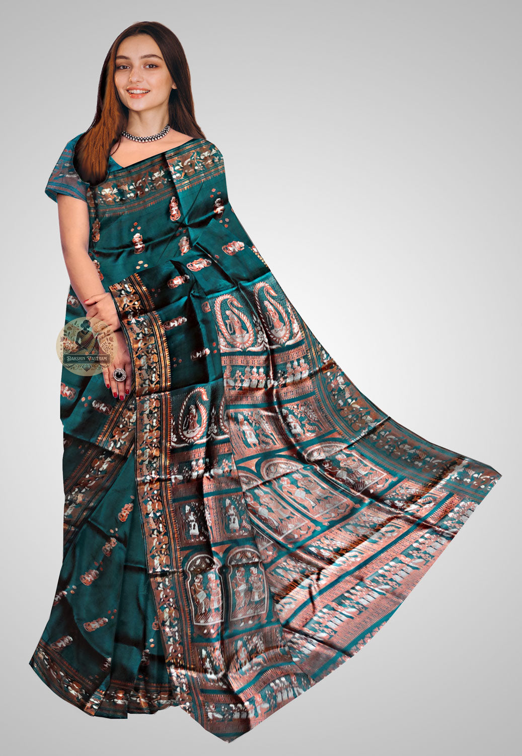 Handloom Swarnachari silk saree with intricate design details