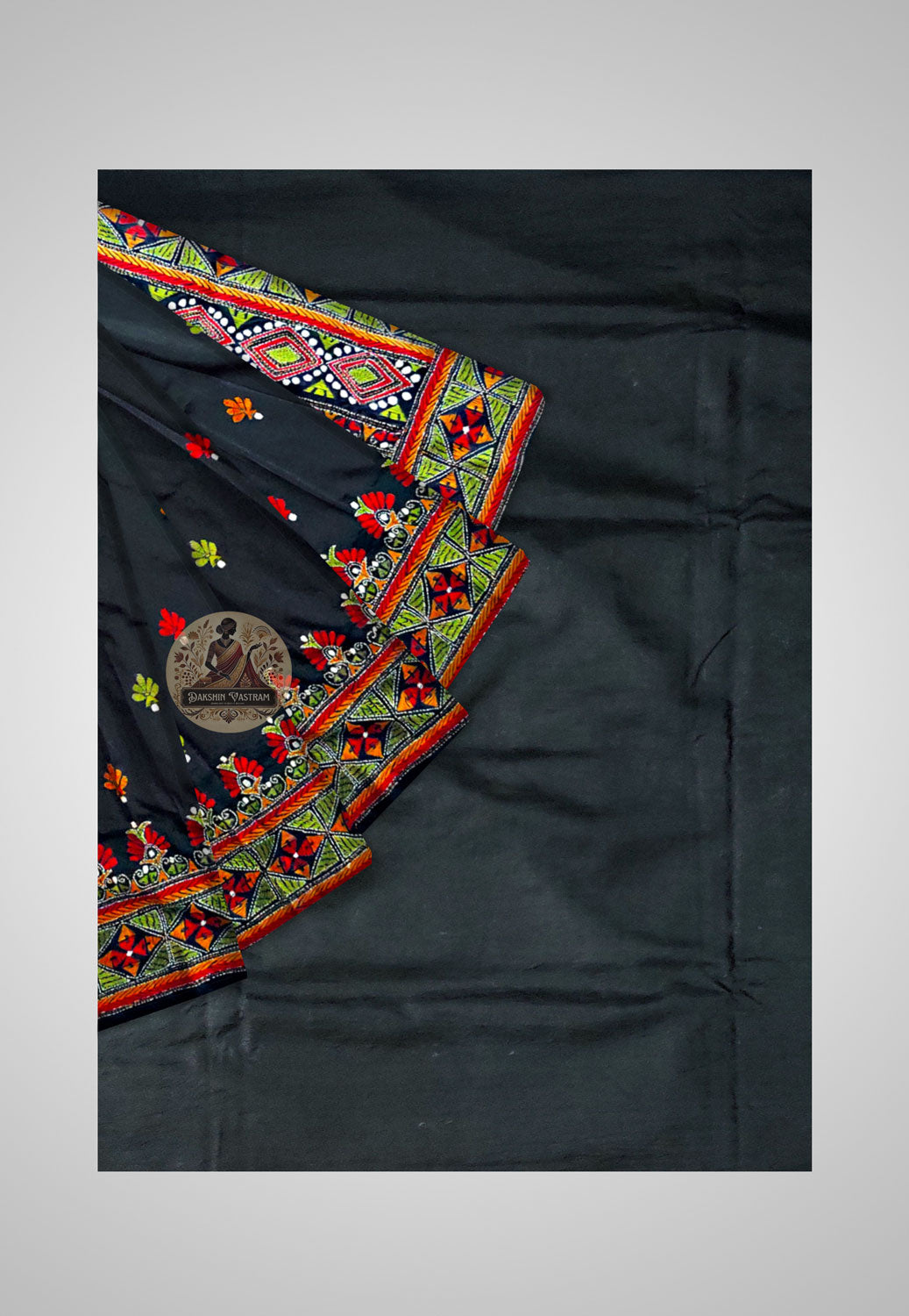 Bengal Kantha stitch saree with heritage design and soft drape