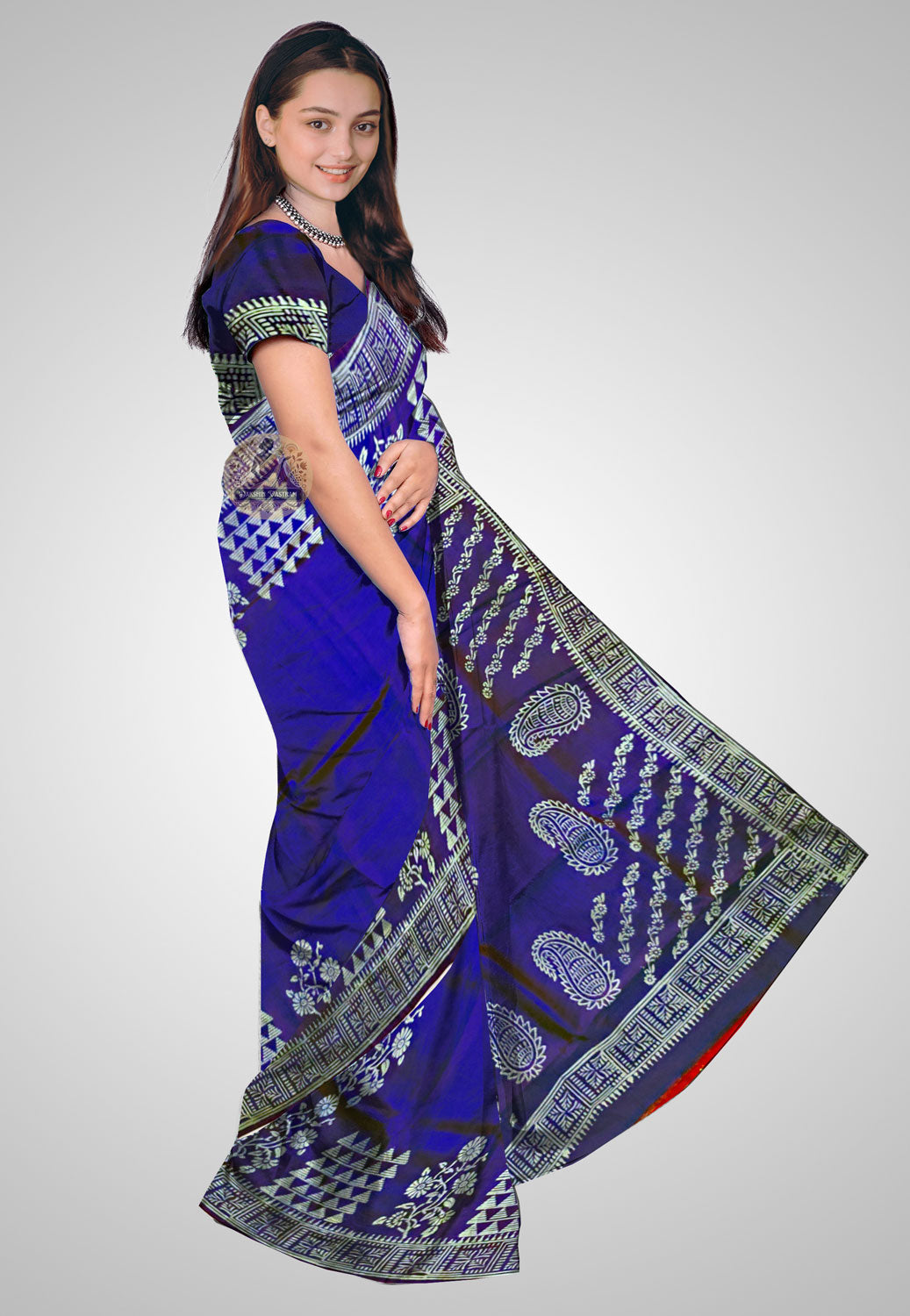 Buy Bishnupuri Katan Silk Saree online – Bishnupuri Katan Silk Saree side view