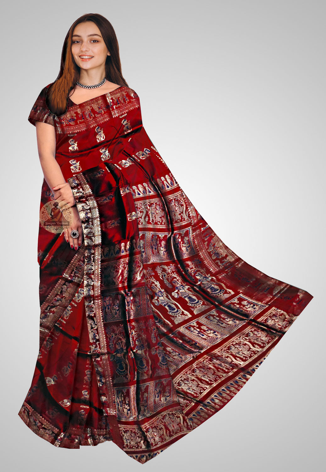 Handloom Swarnachari silk saree with intricate patterns