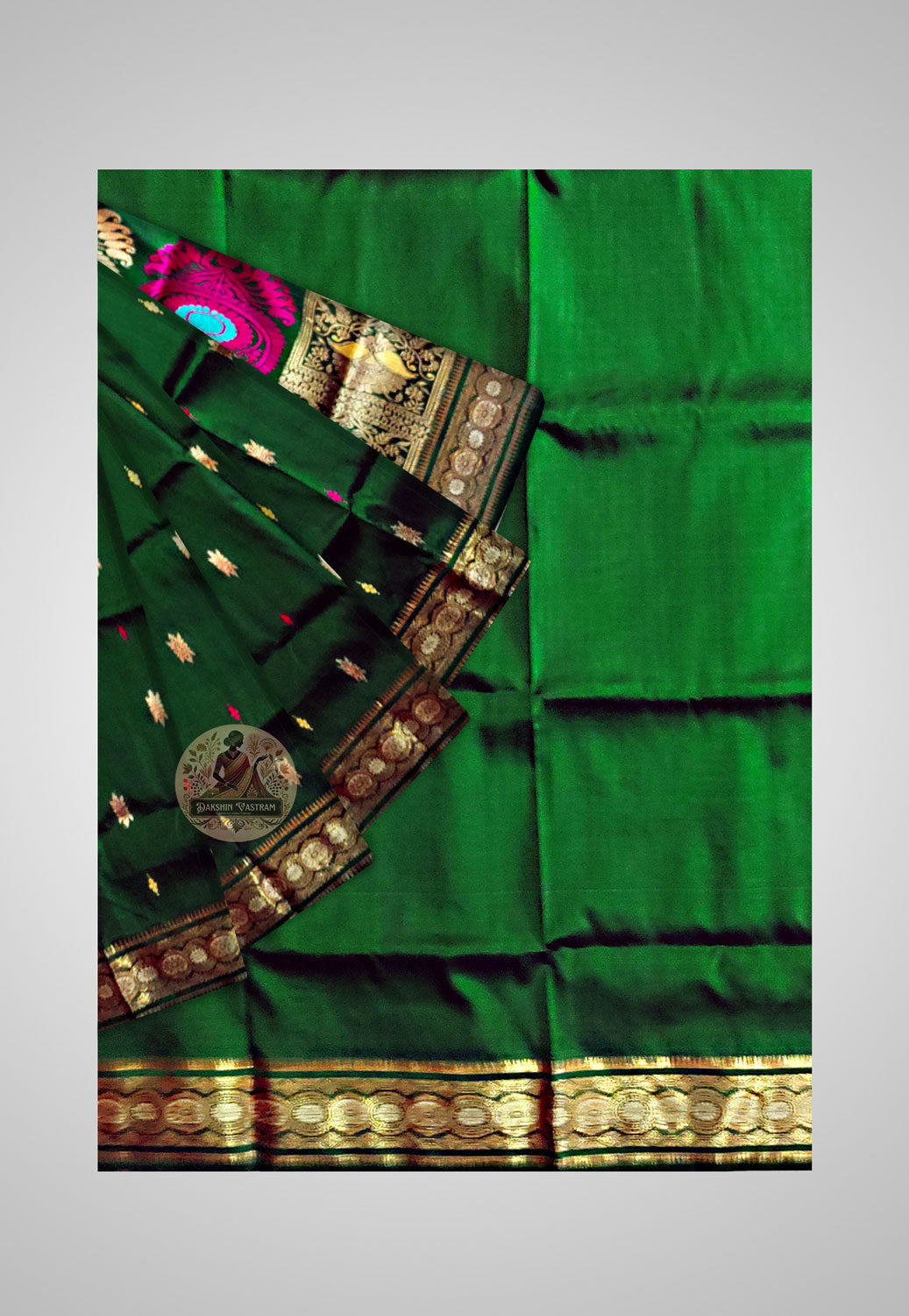 Buy Handloom Swarnachari Pure Silk Saree online – close-up of golden motifs