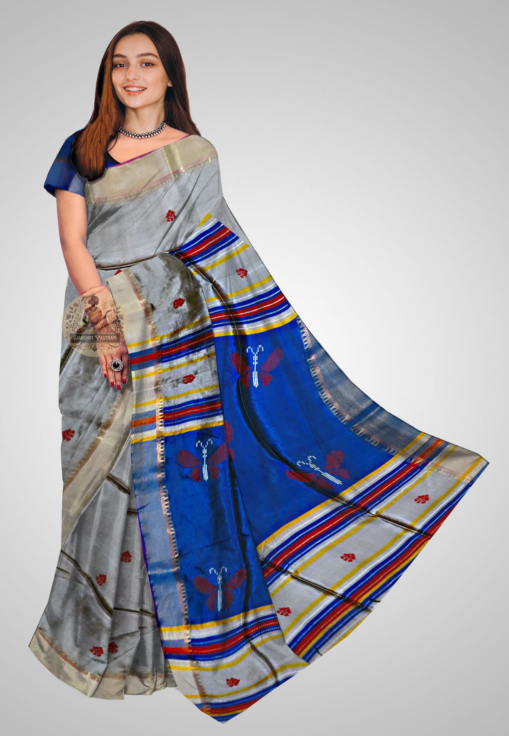Pure Bishnupuri Katan silk saree with luxurious fall
