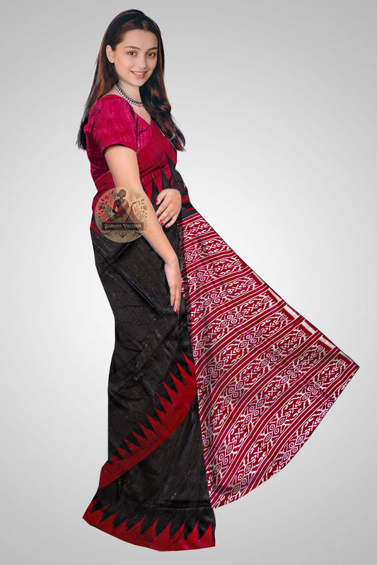 Shop Indian Tussar Saree – Side profile showing textured drape