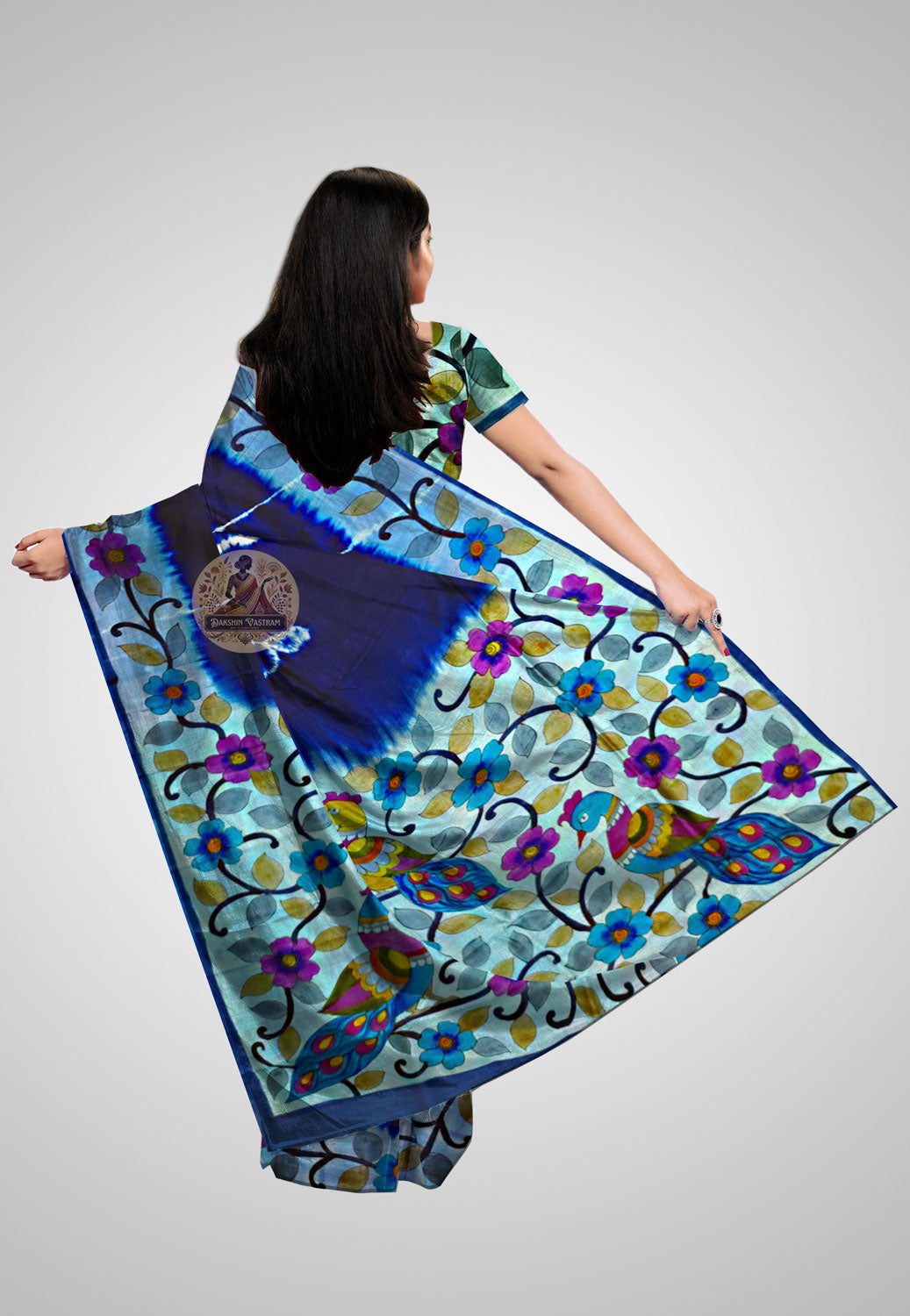 Elegant handwoven Katan saree with timeless artistry