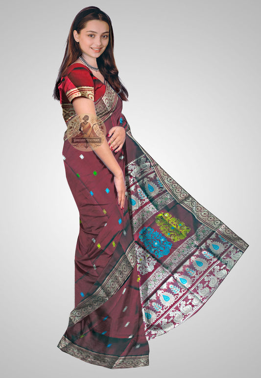 Buy Baluchari Silk Saree online – Handloom Baluchari Silk side view