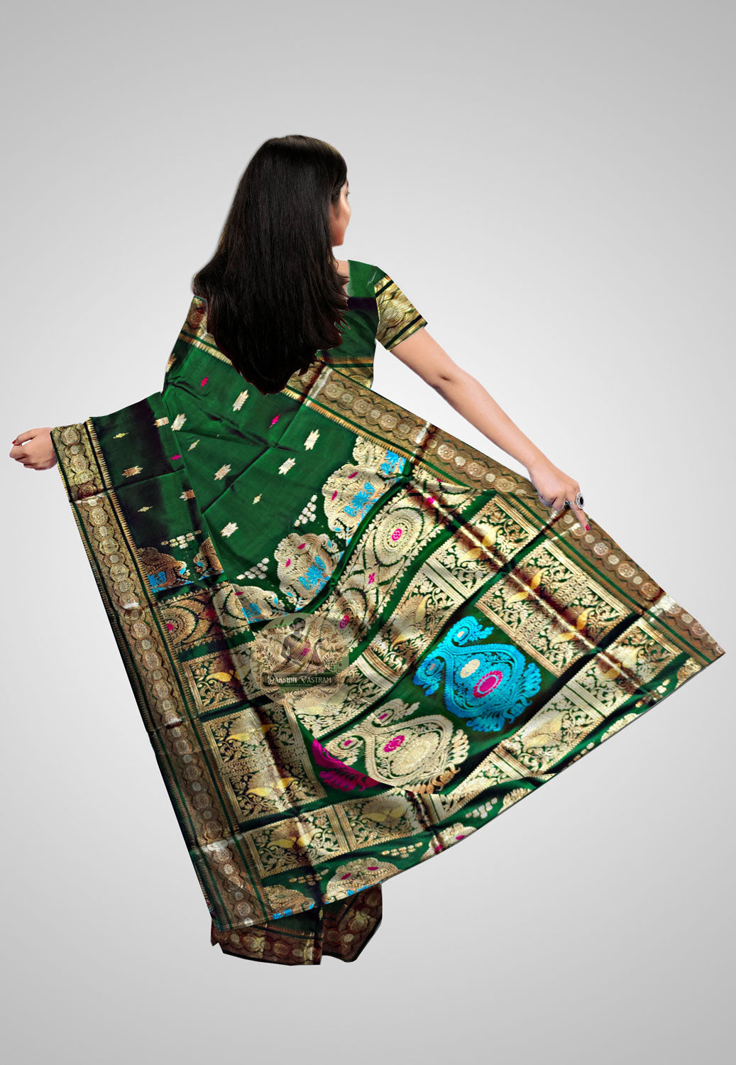 Buy Handloom Swarnachari Pure Silk Saree online – rear view