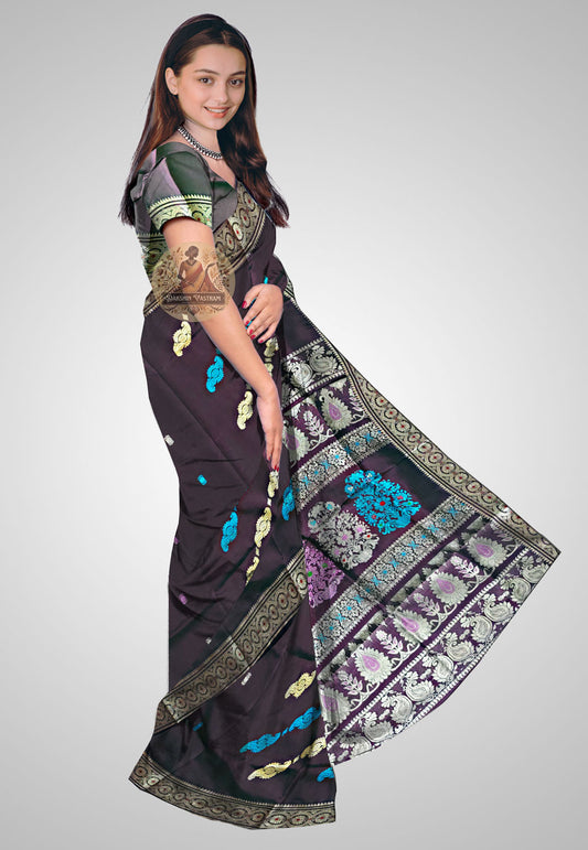 Buy Baluchari Silk Saree online – Handloom Baluchari Silk side view