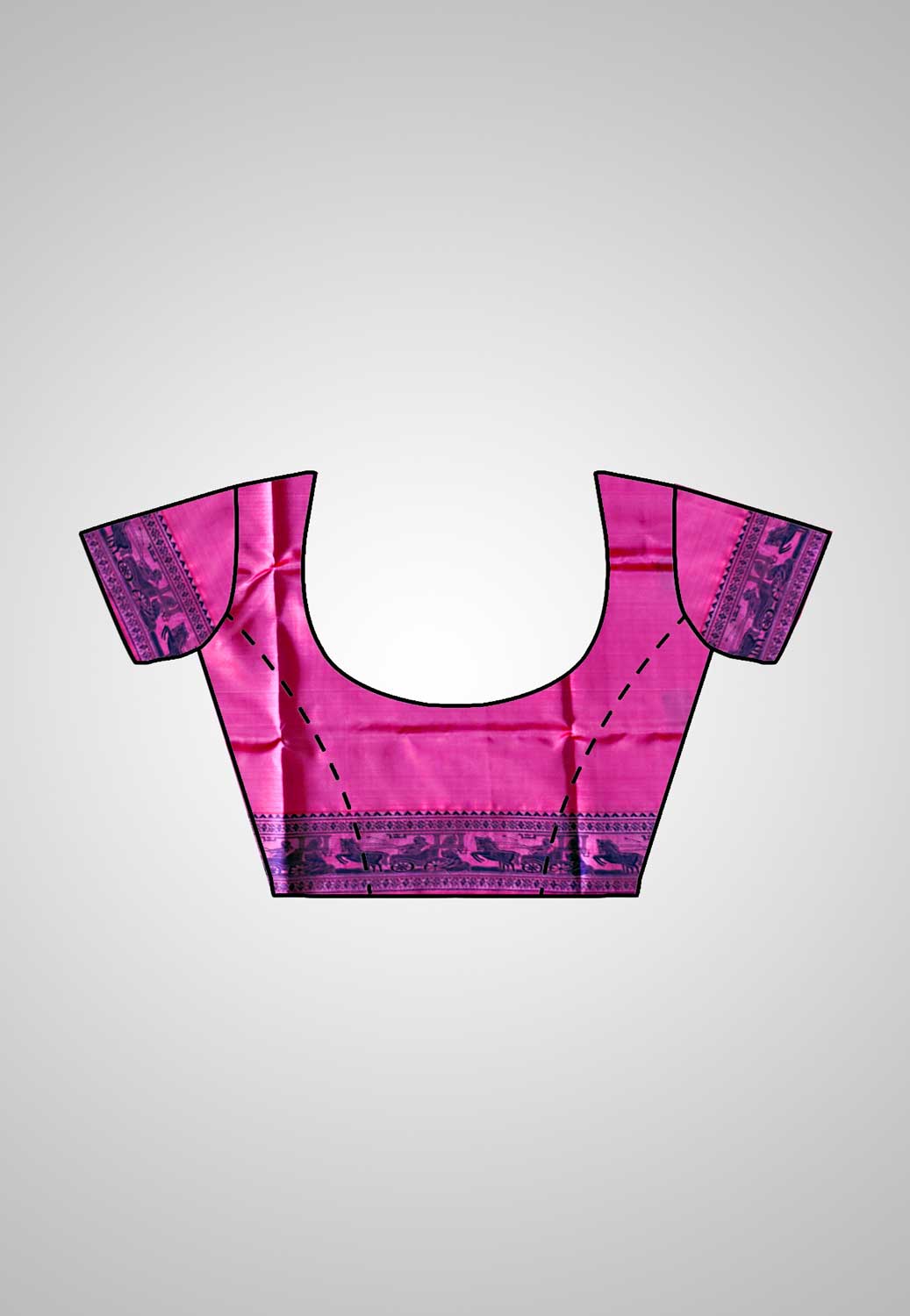 Blouse view of Handloom Baluchari Saree featuring delicate patterns and traditional embroidery