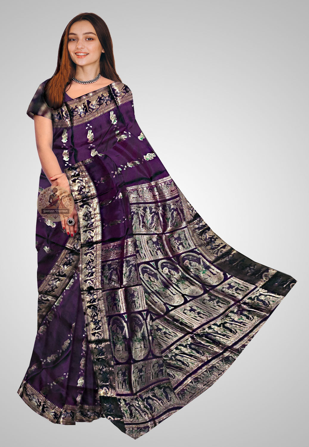 Handloom Swarnachari silk saree with intricate golden design