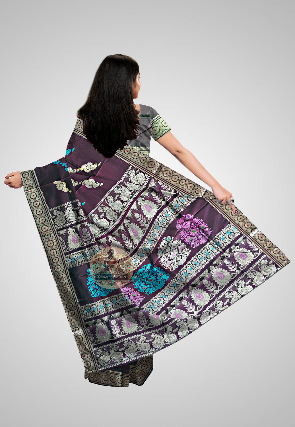 Buy Baluchari Silk Saree online – Handloom Baluchari Silk rear view