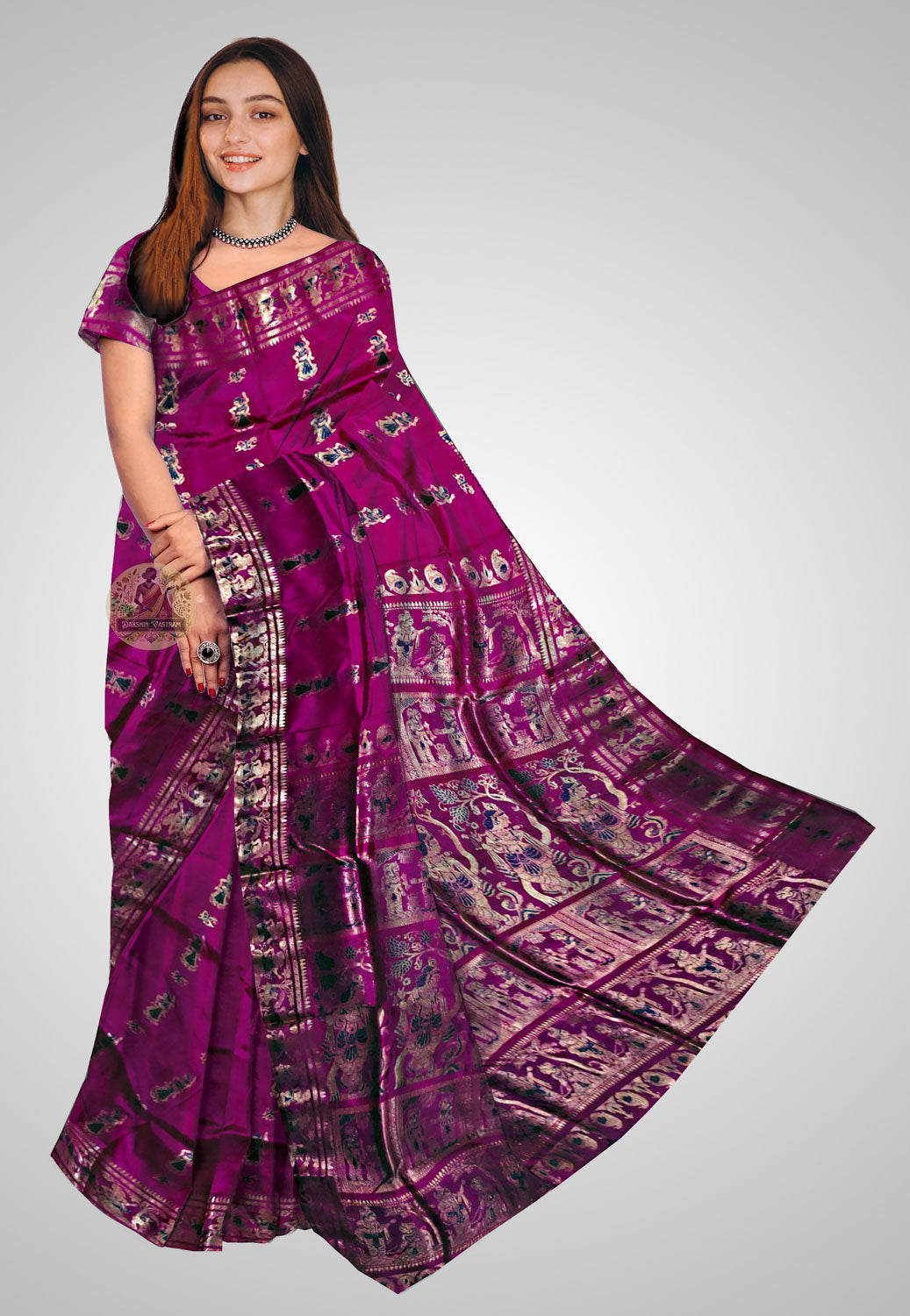 Handloom Swarnachari silk saree with intricate detailing