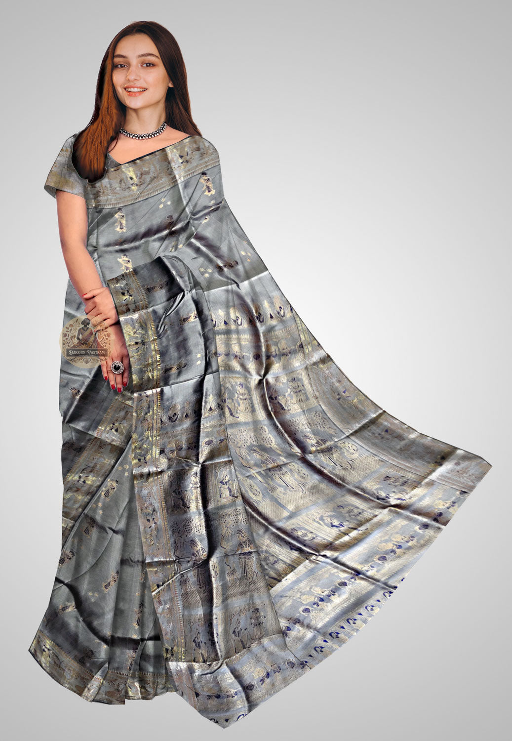 Handloom Swarnachari silk saree with intricate designs