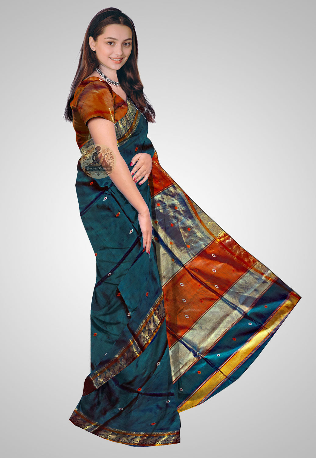Traditional silk saree with rich drape and classic styling