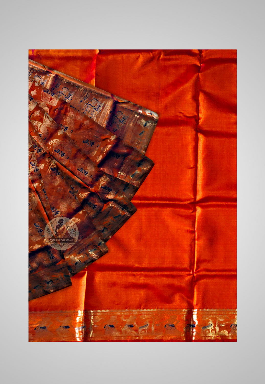Buy Handloom Swarnachari Pure Silk Saree online – close-up of intricate golden patterns