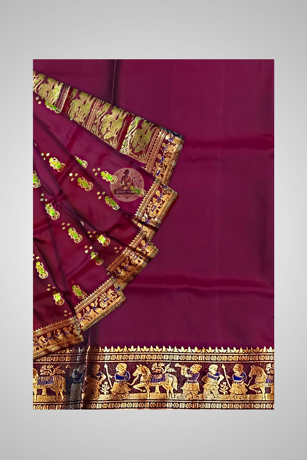 Buy Traditional Silk Saree online – Close-up of Swarnachari fabric details