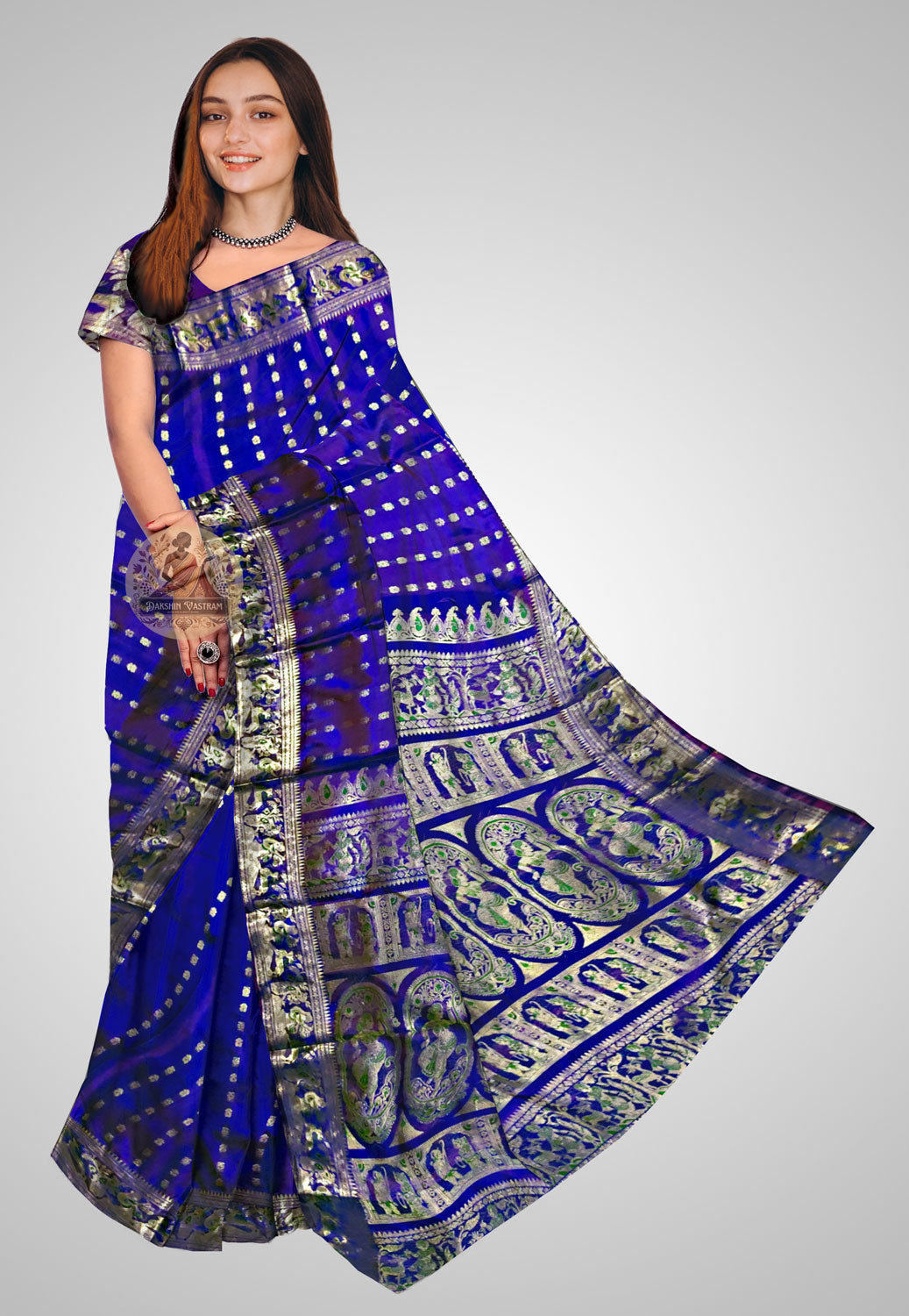 Handloom Swarnachari saree with exquisite traditional motifs