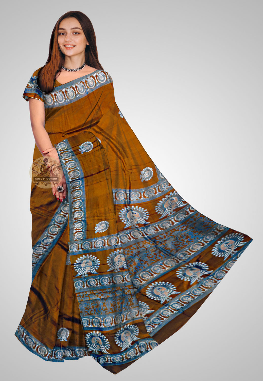 Elegant silk saree with flowing drape and rich texture