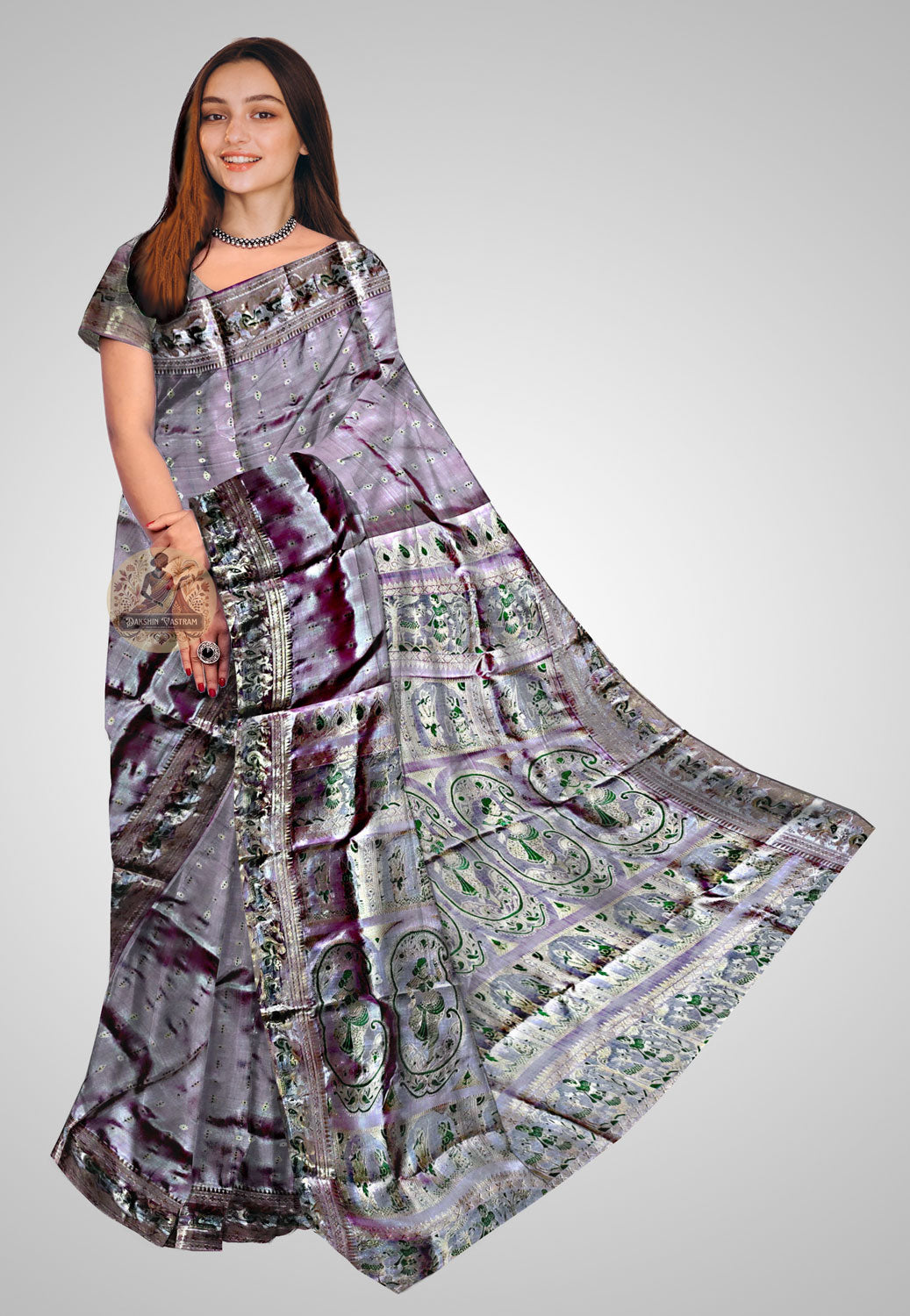 Handloom Swarnachari silk saree with intricate motifs