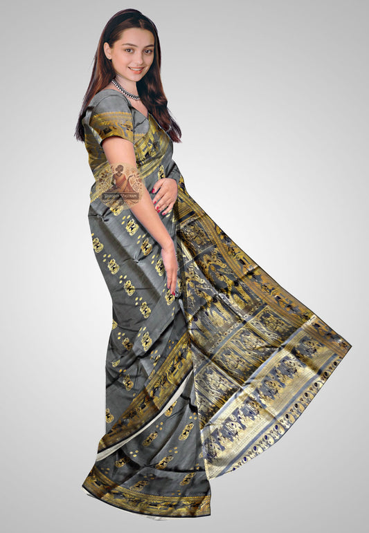 Buy Baluchari Silk Saree online – Timeless Handloom Baluchari side view