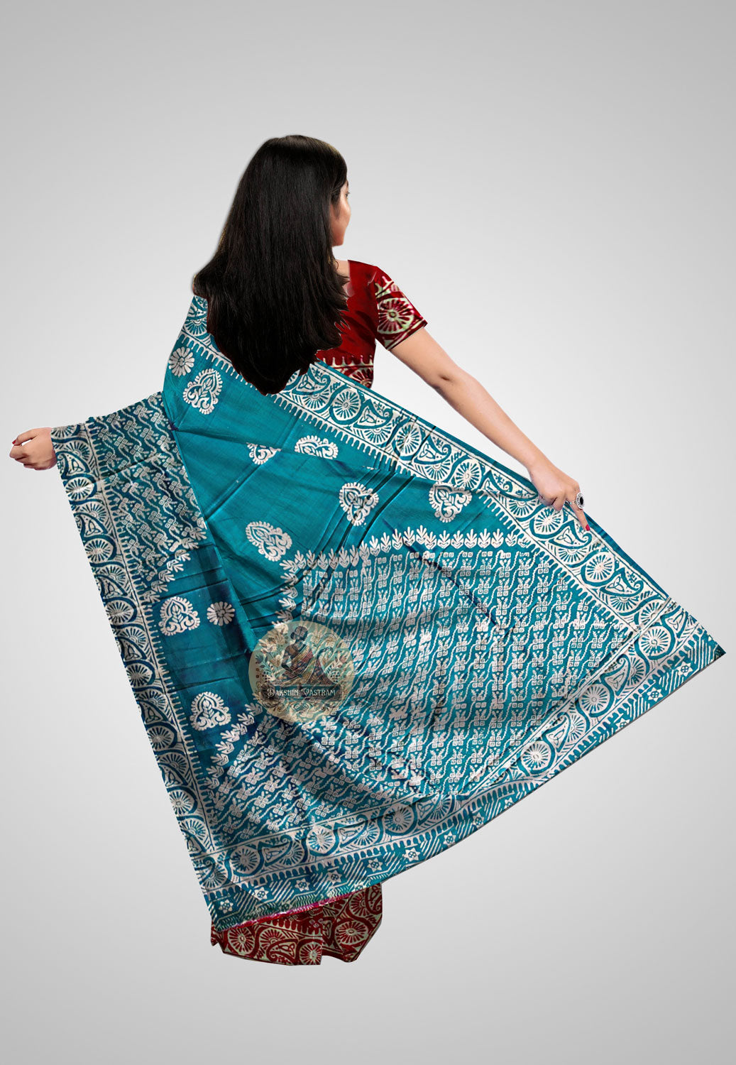 Buy Bishnupuri Katan Silk Saree online – Bishnupuri Katan Silk Saree rear view