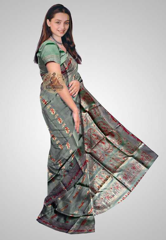 Buy Handloom Swarnachari Pure Silk Saree online – side view