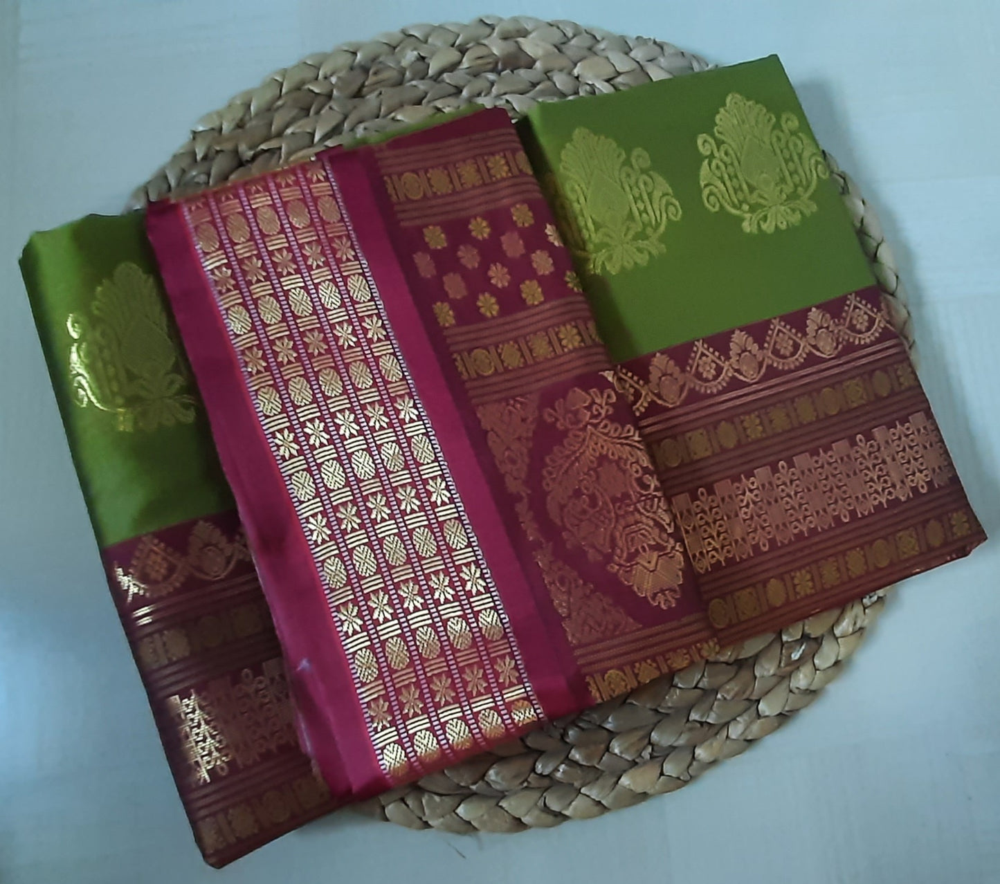 Back view of Soft Semi Silk Saree, showing the refined drape and seamless texture.