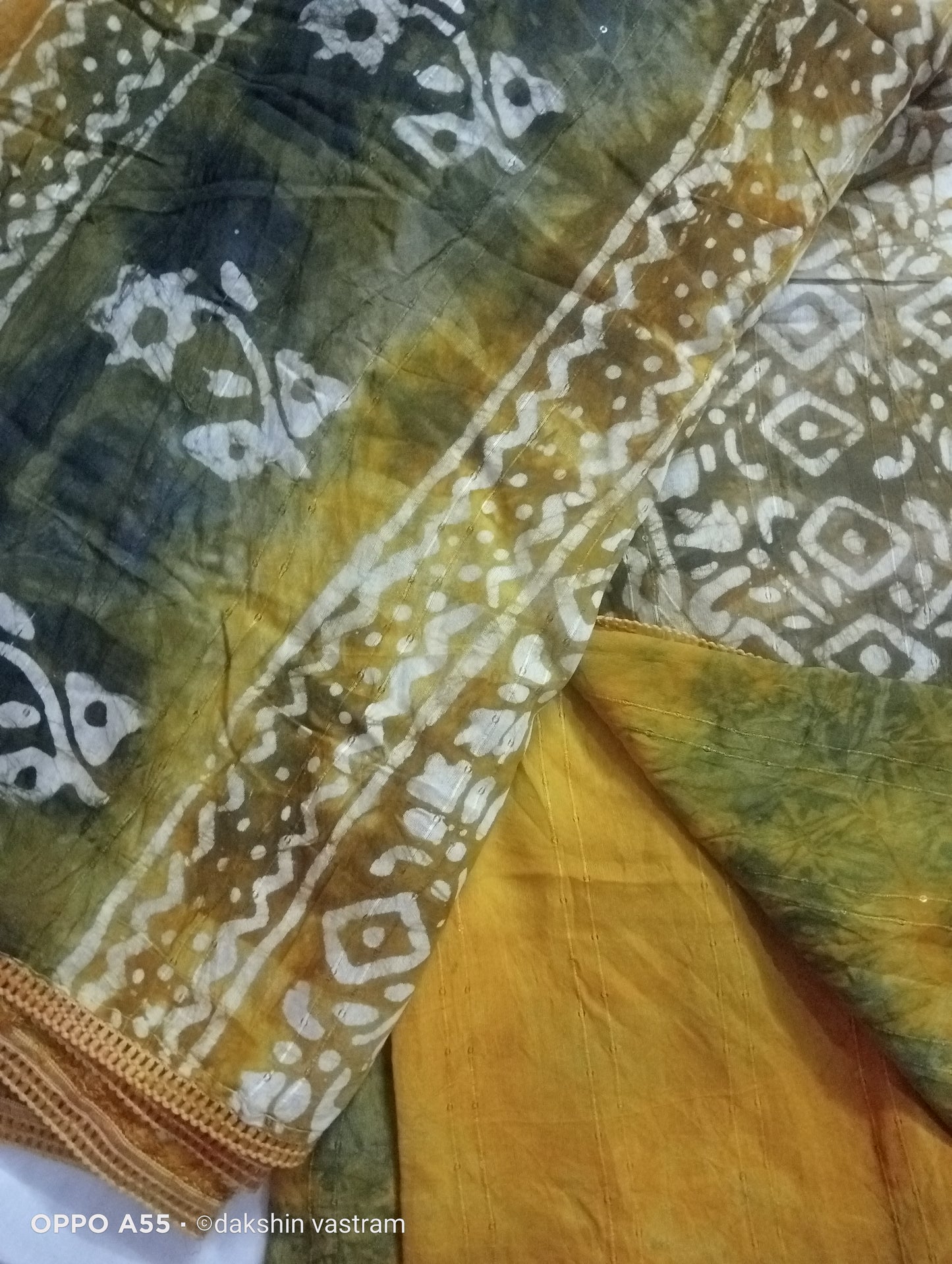 Saree Full View: Full view of Dola Cotton Saree draped, perfect for any occasion with a stylish and timeless look.