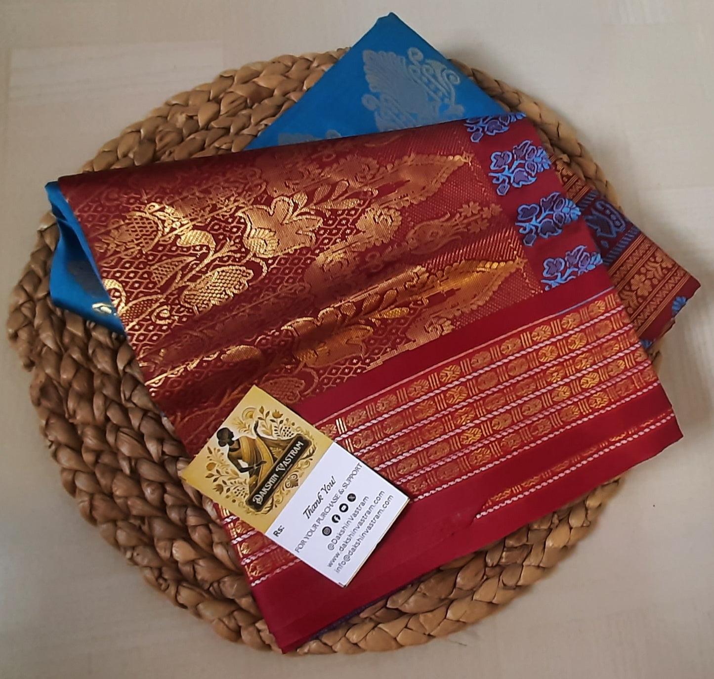 Side view of Soft Semi Silk Saree displaying its graceful fall and refined texture.