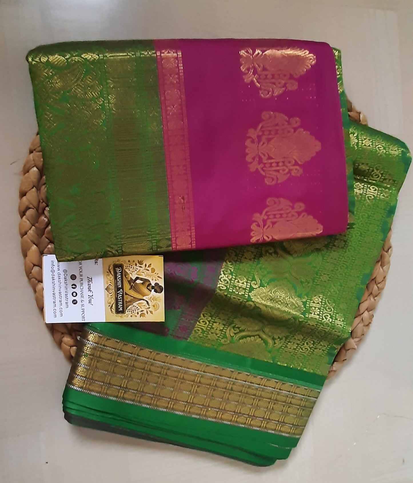Back view of Soft Semi Silk Saree, emphasizing its refined look and lightweight feel.