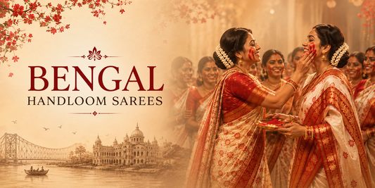 Durga Puja Sarees UK 2026 — Authentic Banarasi Muga Tussar, Cotton Silk and Mercerised Cotton for the Festival Season