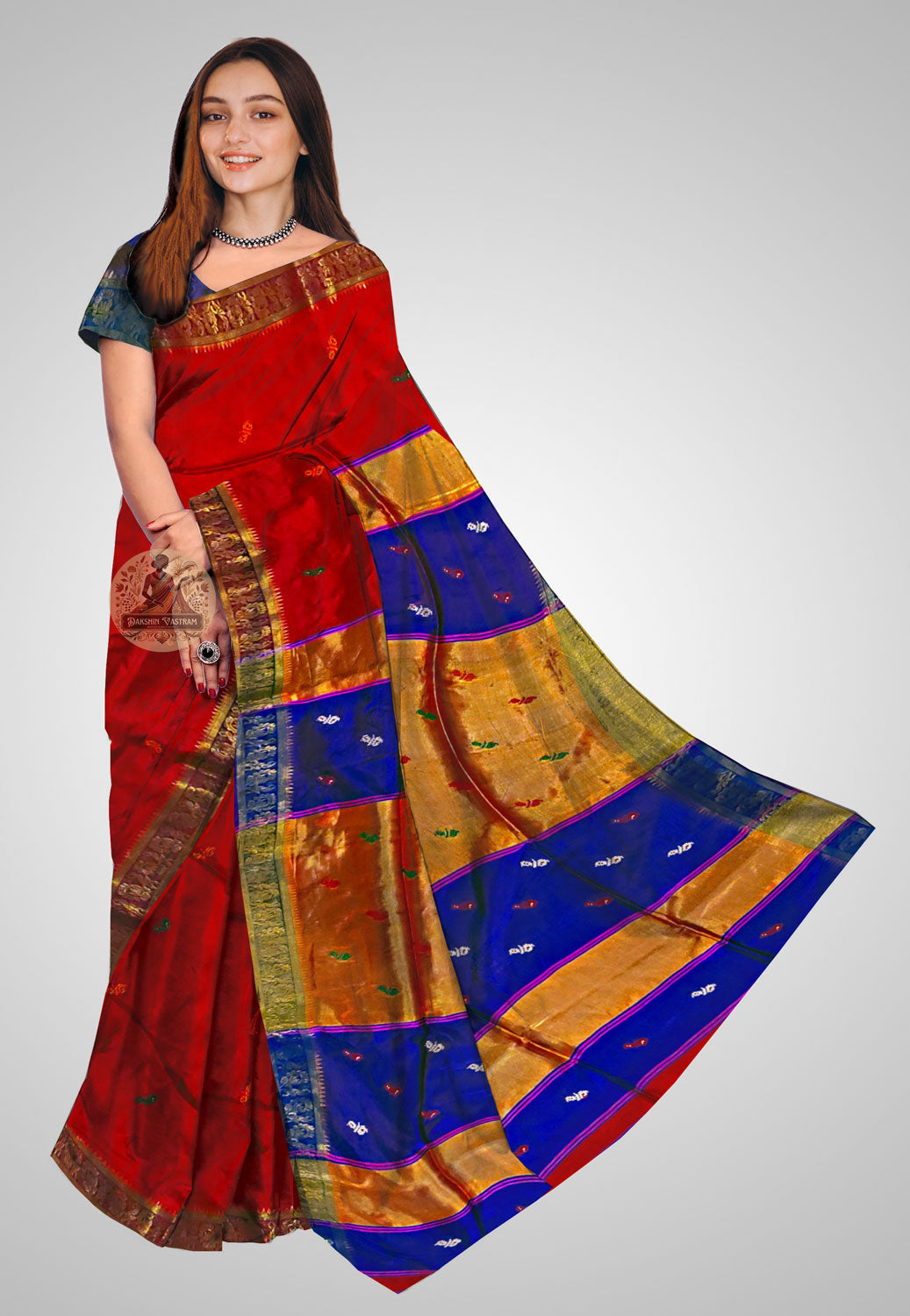 Pure silk saree with traditional drape