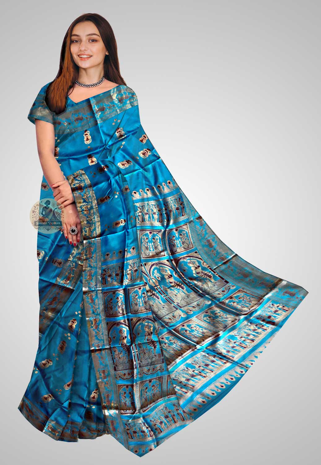 Swarnachari pure silk saree with golden motifs and soft drape