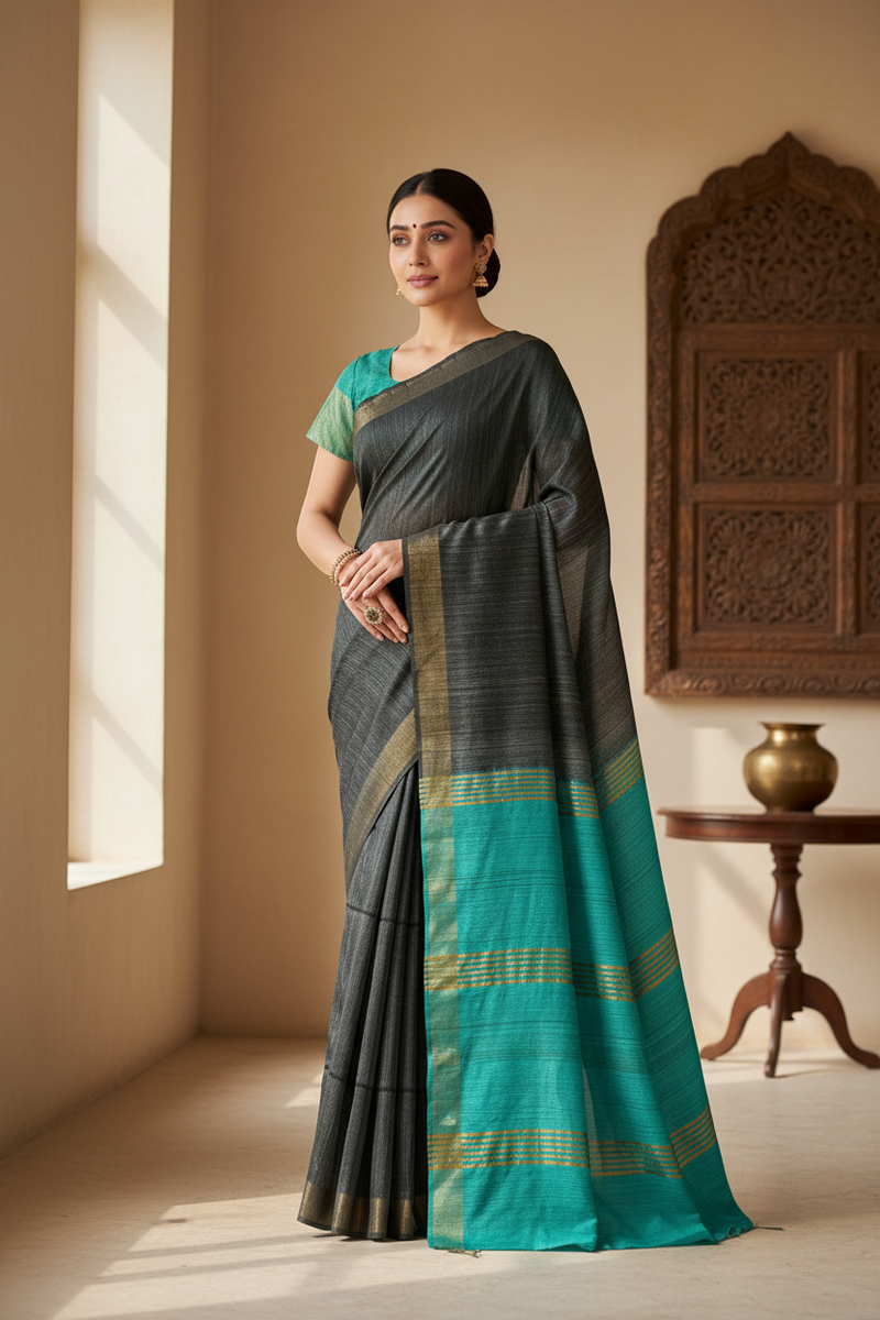 Shop Tussar Silk Sarees online – Traditional raw silk saree with global delivery