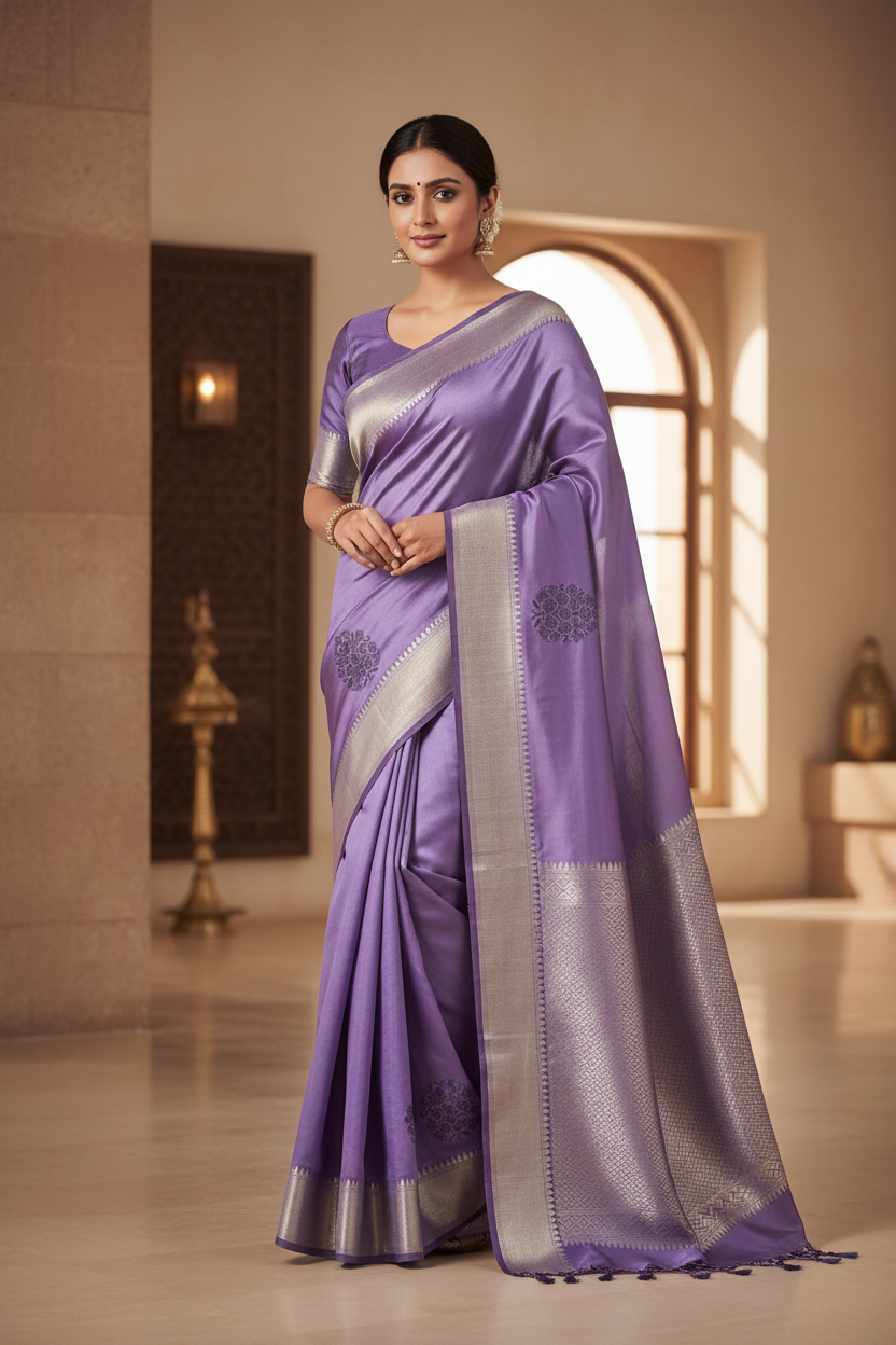 Mow Silk Saree showcasing organic silk fabric, perfect for weddings and special occasions in India, offering elegance and comfort.