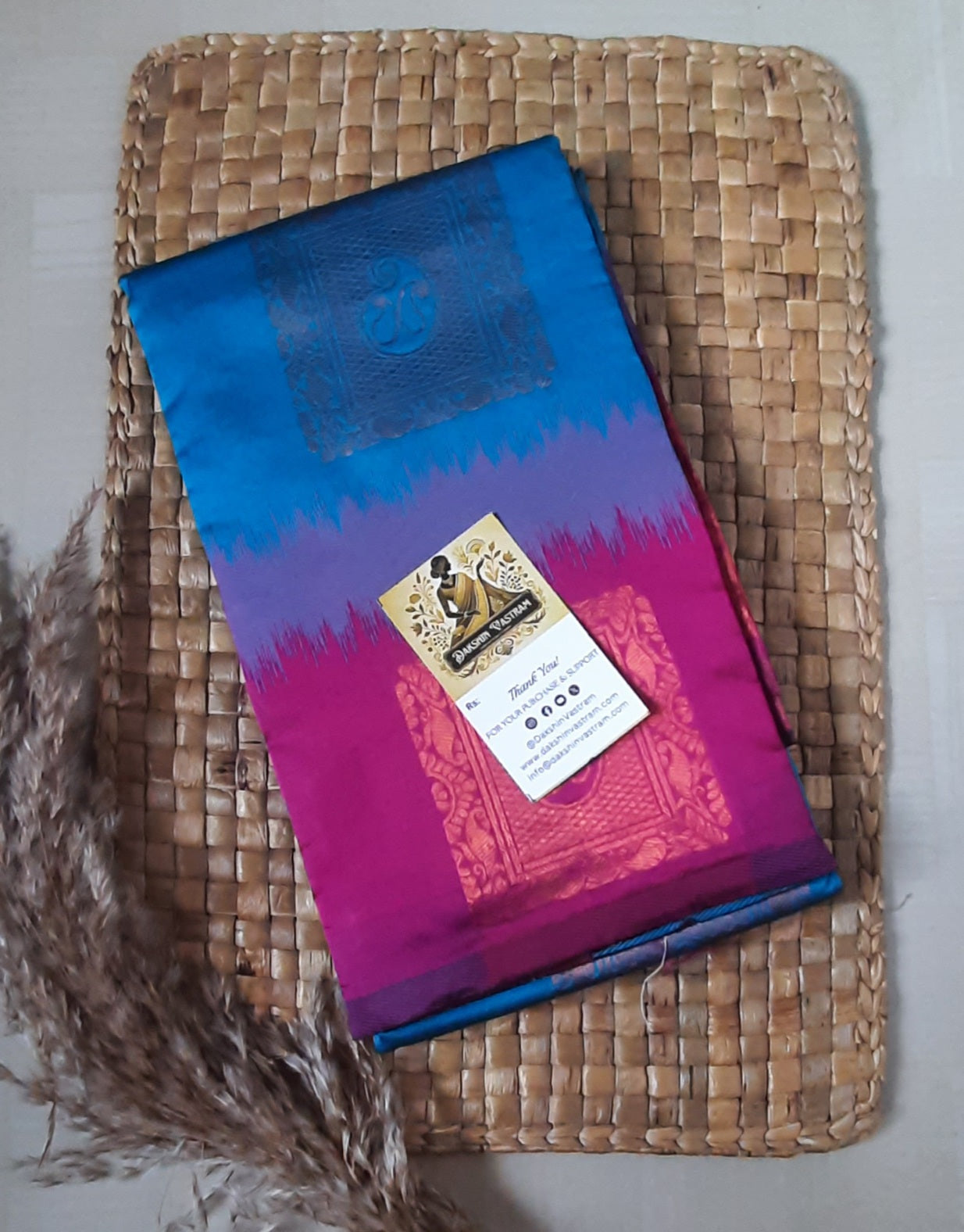 Front view of Soft Art Silk Saree, showcasing the elegant drape and luxurious texture, ideal for both festive and casual occasions.