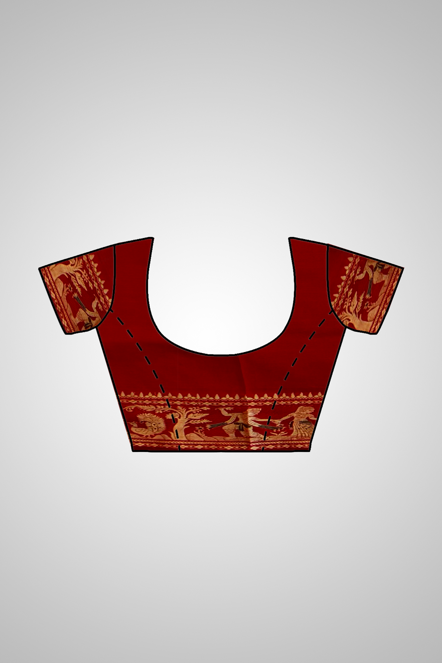 Shop Baluchari Saree with blouse – View showing matching blouse pairing
