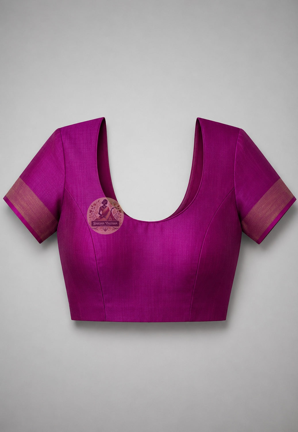 Close-up of blouse piece of Bishnupur Pure Katan Silk Saree featuring hand-woven traditional border detailing in fine pure Katan silk by Dakshin Vastram — understated, assured, and simply enough
