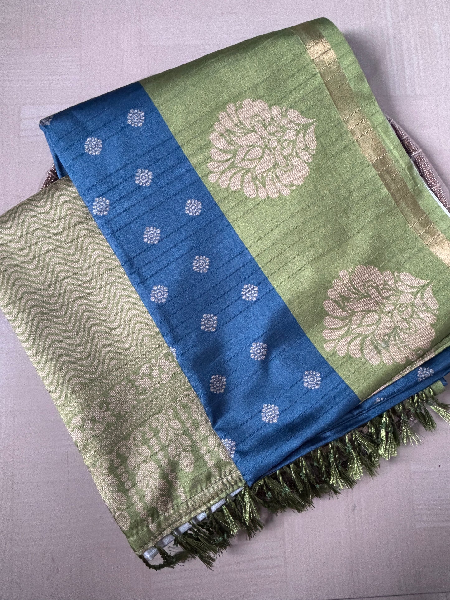 Buy Semi Silk Saree online – View with attached matching blouse