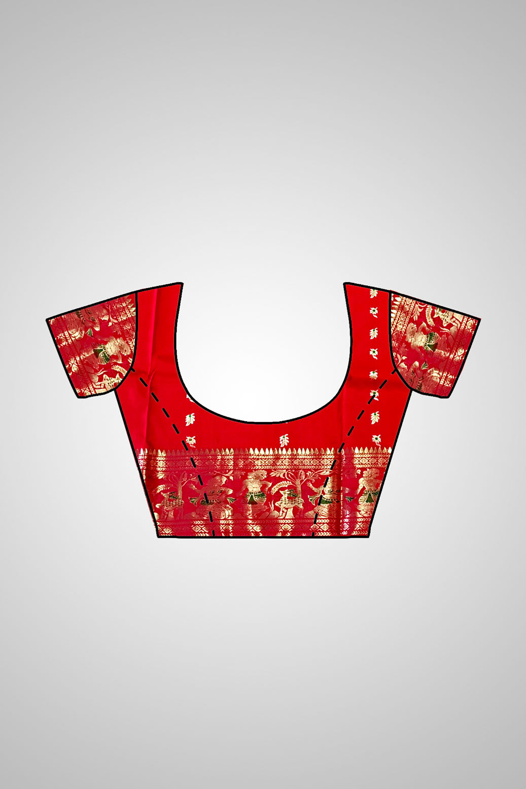 Shop Handwoven Swarnachari Saree – Saree with stitched blouse view