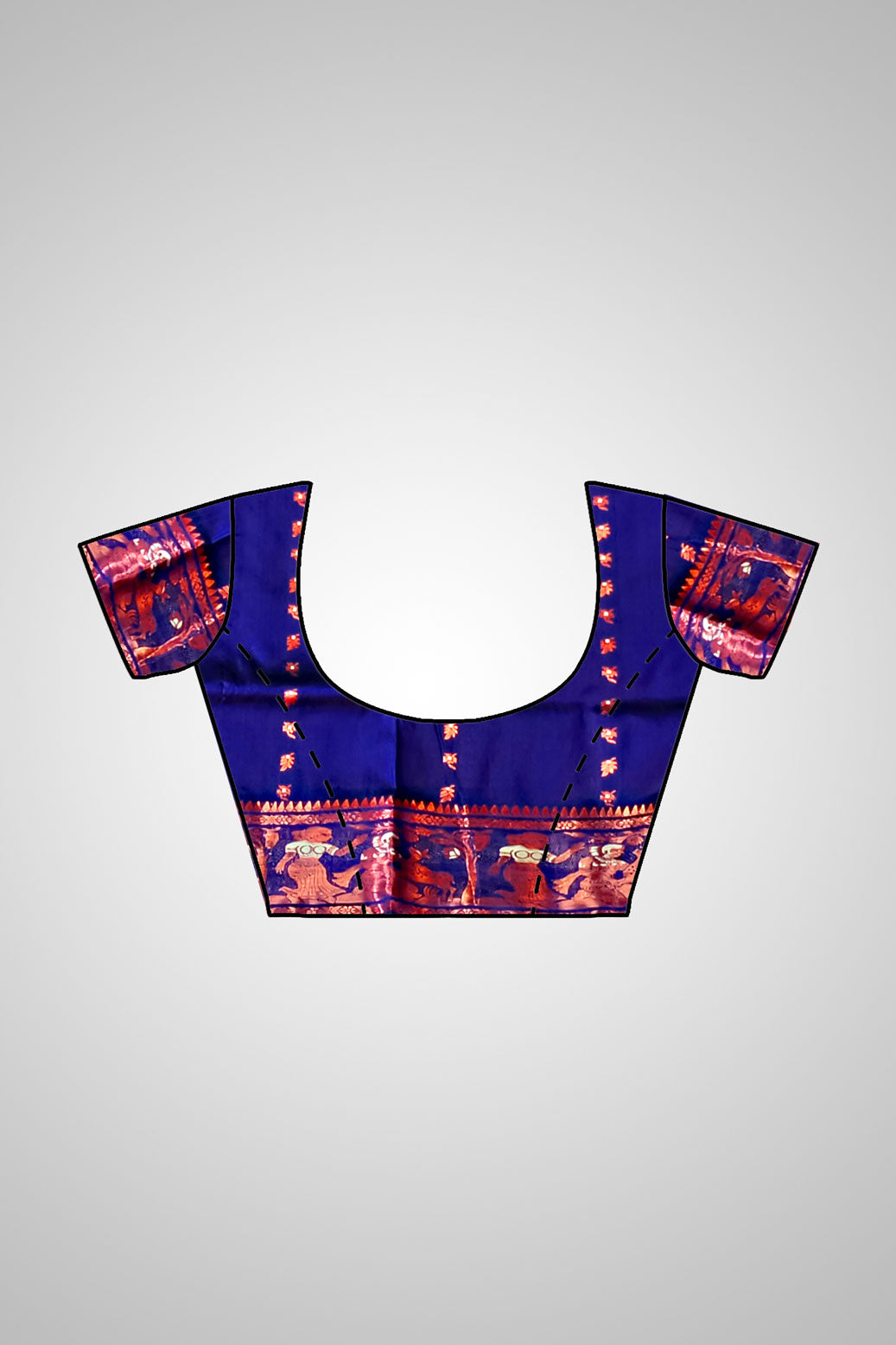 Shop Swarnachari Saree online – Blouse and pleat combination view