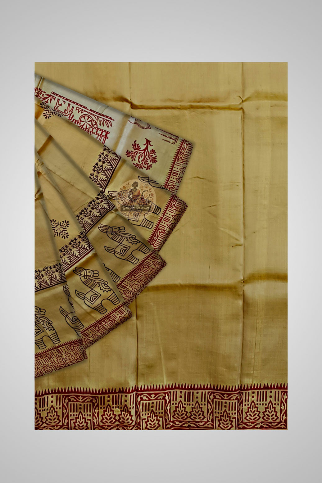 Buy pure katan silk saree – Intricate handwoven detailing view